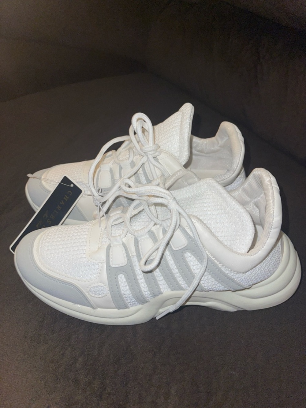 Charles Albert White and Light Gray Mesh Sneaker